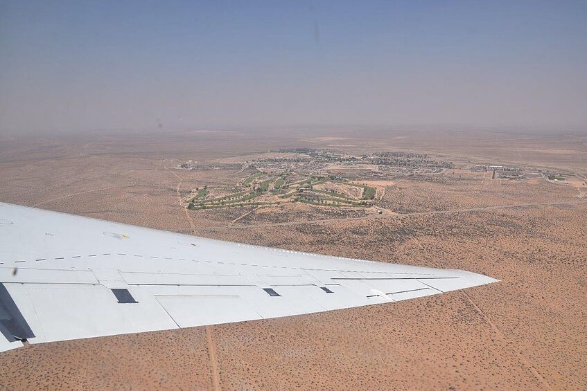 Shortly before landing in Palmdale, California.