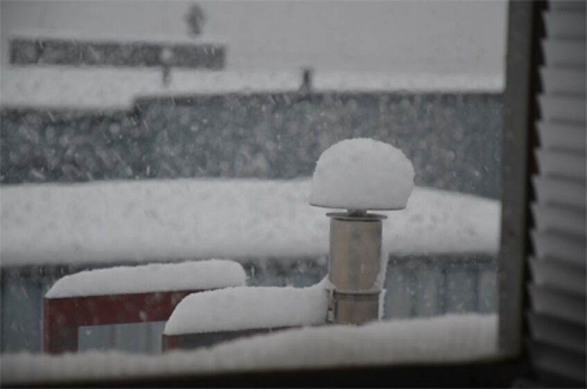 Sampling inlet during a winter measurement campaign.