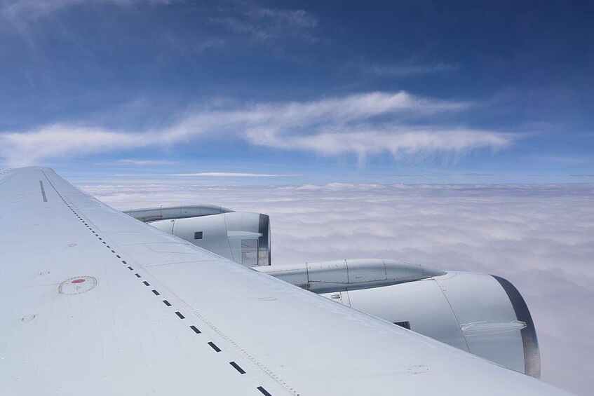 Above a layer of clouds.