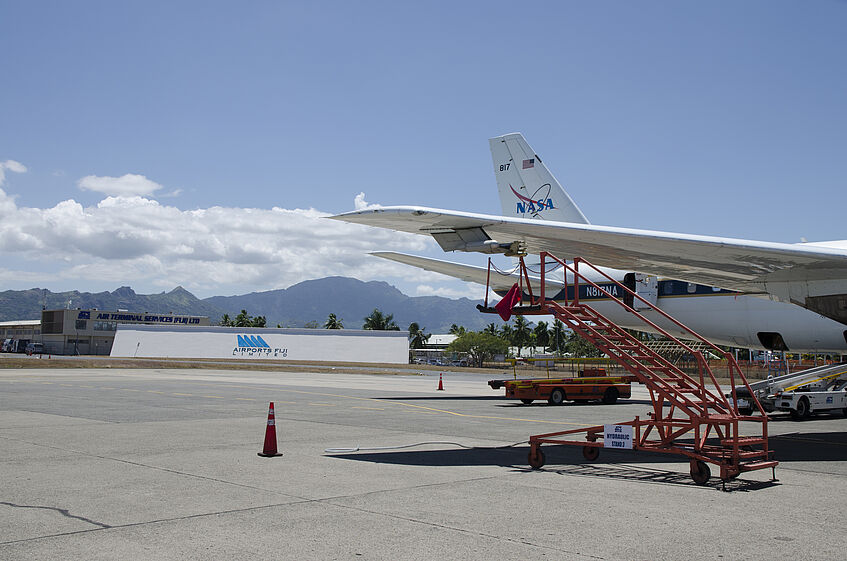 Calibration setup at the airport in Fiji.