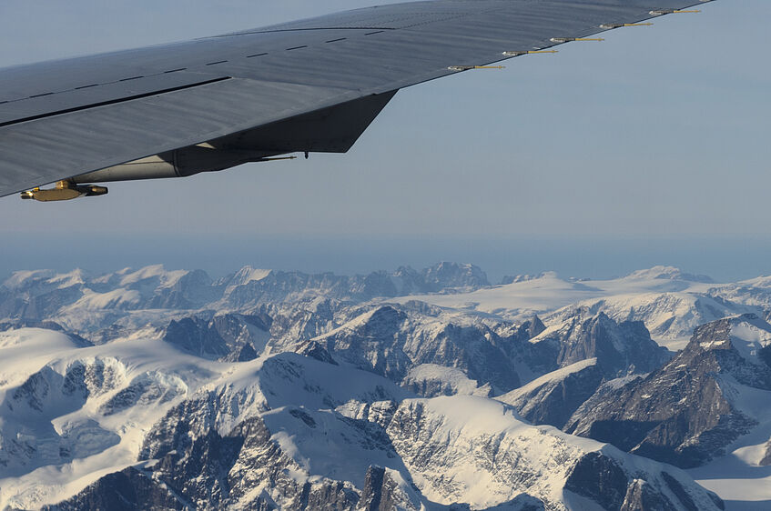 CAPS flying very close to Greenland's mountains.