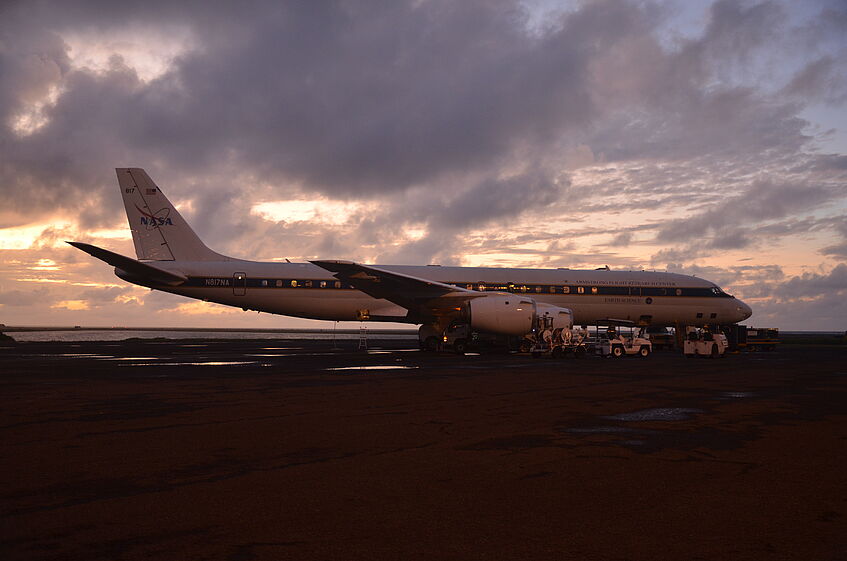 DC-8 before take-off at Pago Pago, American Samoa