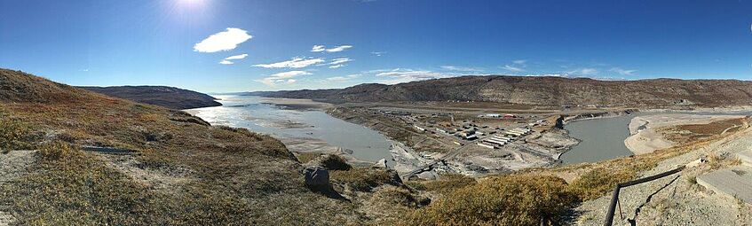 The airport of Kangerlussuay seen from a hill south-east of Kangerlussuaq.